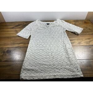 Nicole Miller Lacy White 3/4 Sleeve Beach Cover Up Dress Size 12